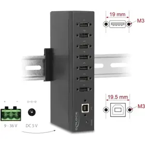 USB sadalītājs DELOCK 60687 — 7× USB 2.0 Type-A pieslēgvietas ar 15 kV ESD aizsardzību