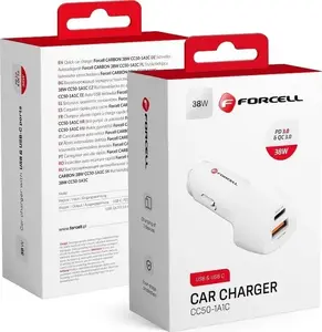 Car charger FORCELL F-ENERGY Carbon CC50-1A1C with USB-C PD and USB-A QC3.0, 38W output