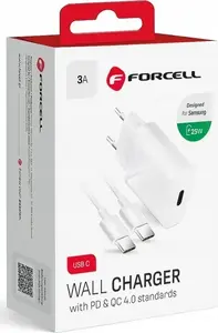 Charger FORCELL F-ENERGY TFK-TC-25WPD 25W USB Type‑C with Type‑C cable
