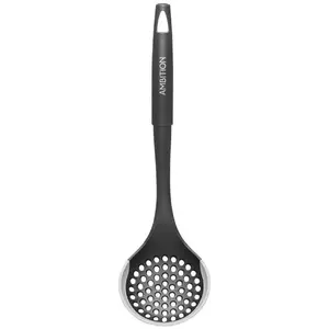 Skimming spoon Ambition Fern, grey with silicone edge – kitchen skimmer for removing foam and serving