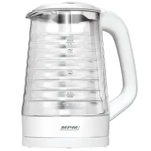 Electric kettle MPM 1.7 L 2200 W Glass housing White — hinged lid, concealed heating element