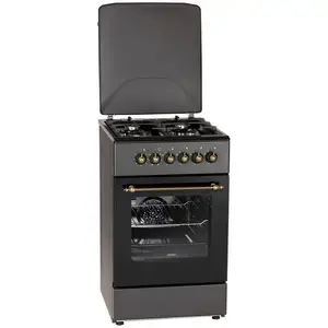 Gas/electric cooker MPM MPM-56-KRM-13, 4 cooking zones, electric oven 58 L, mechanical knobs, black