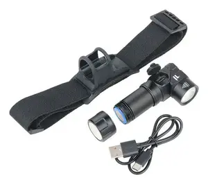 Hand and headband flashlight TROIKA ECO KNICKLICHT MICRO — Black, aluminium housing, SMD LED, USB rechargeable, Li‑Ion, 26×88×26 mm