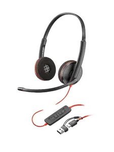 HP POLY Blackwire 3210 монофоническая проводная гарнитура USB‑C с адаптером USB‑C/A, 20–20000 Гц, 64 г, чёрная (опт)