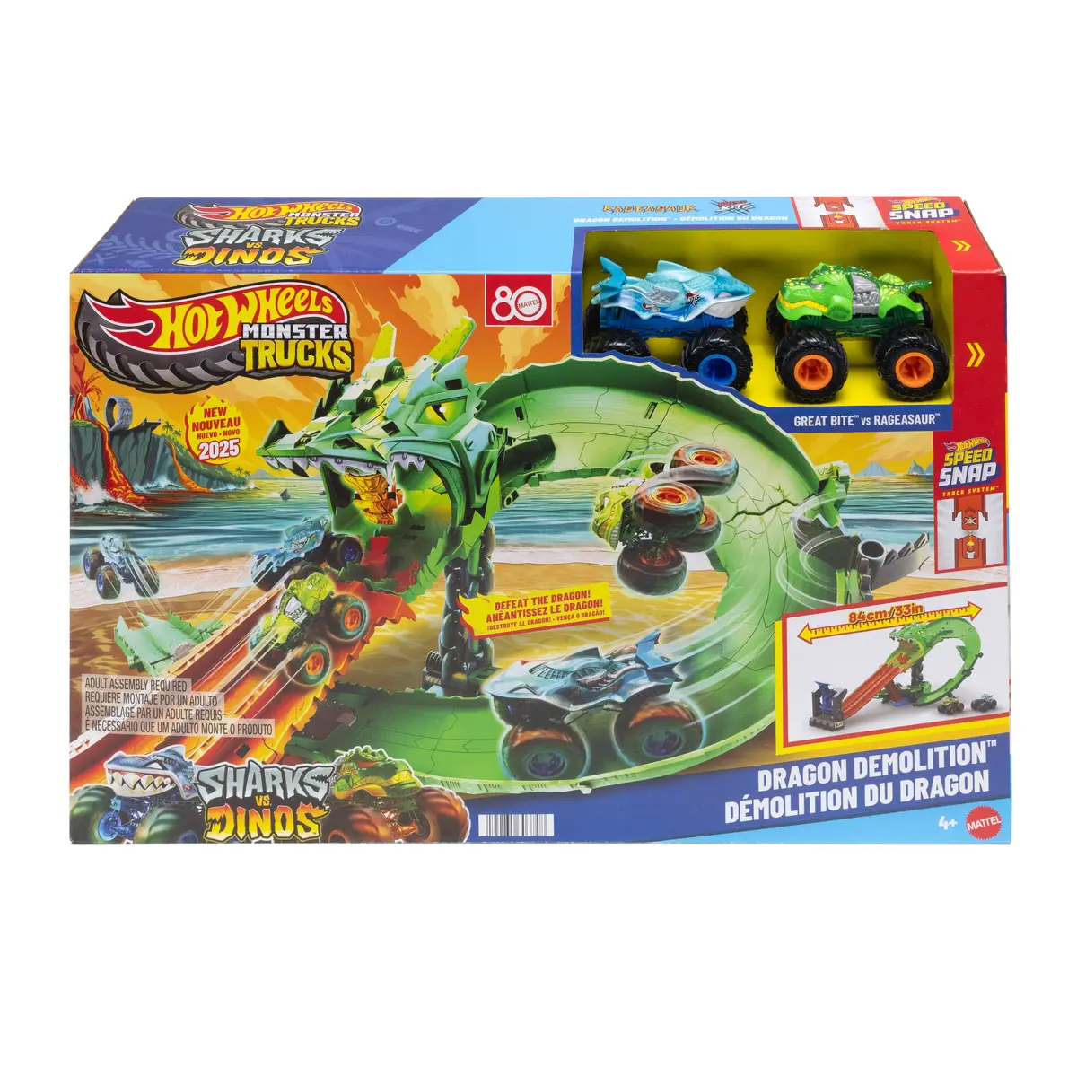 Игровой набор с монстр-траками Hot Wheels Sharks vs. Dinos Photo 6