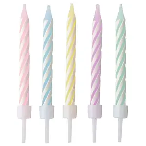Birthday candles Papstar 1765593, 24pcs pastel colors, paraffin, 6 cm, approx. 13 min burn
