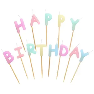 Birthday candles Papstar 1581643 pastel color set — paraffin 8 cm with holders, approx. 3 min burn time