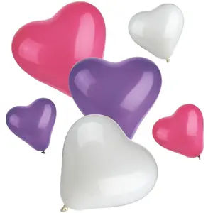 Latex heart balloons Papstar 12 pieces — mixed large and small, disposable party balloons