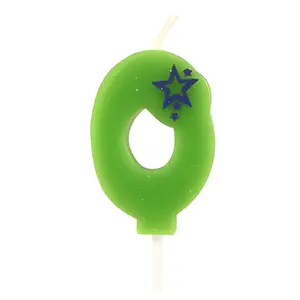 Birthday candle Papstar model 1372142 — numeral 0, green