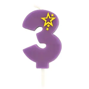 Birthday candle Papstar number 3 — lilac color