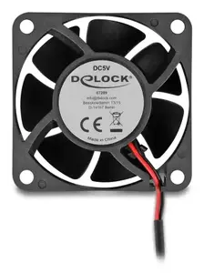 DELOCK 67289 Computer Case Fan 6 cm, Ball Bearing, 0.71 m³/h, 5 V DC, Black