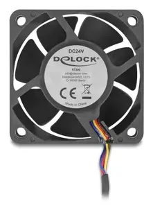 Вентилятор корпуса DELOCK 67300 — осевой 60 мм, 24 В, шарикоподшипник, черный