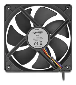DELOCK 67303 Computer Case Fan 120 mm, 24 V, Ball Bearing, Black
