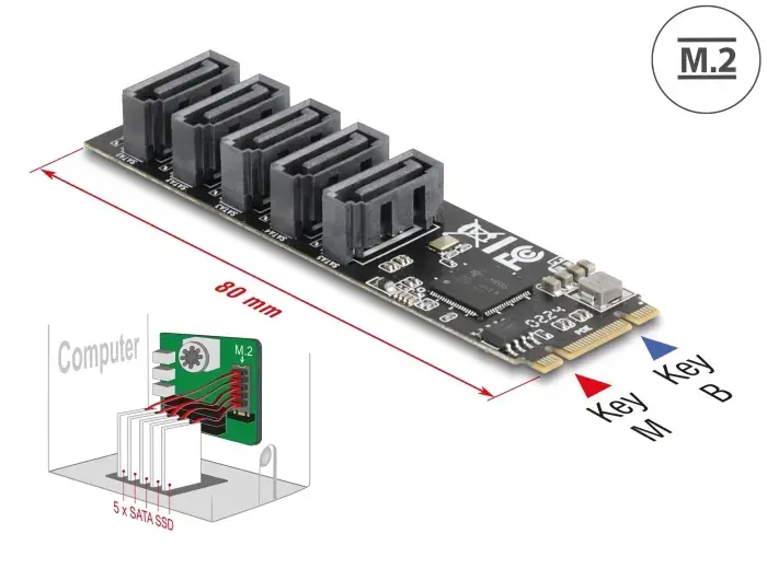 DELOCK 64241 M.2 to 5x SATA internal adapter Photo 2