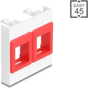 DELOCK Easy 45 Module 2x Keystone Mounts 45x45 mm white/red