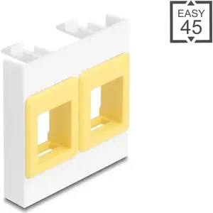 Mounting frame DELOCK Easy 45 Module 2x Keystone holders 45×45 mm white/yellow