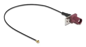 Коаксиальный кабель DELOCK 90730 — FAKRA D на I-PEX MHF1, 0,2 м, Ø1,13 мм, чёрный/бордовый