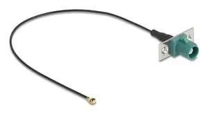 Коаксиальный кабель DELOCK 90732 — FAKRA E к I-PEX MHF1, 0,2 м, 1,13 мм, черно-голубой