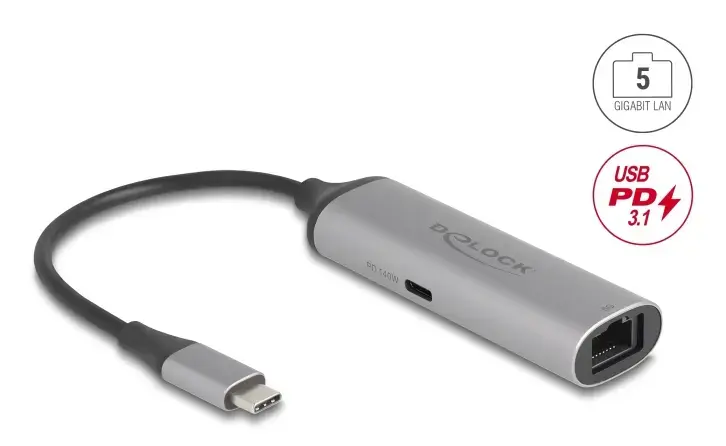 DELOCK 81591 USB Type-C хаб с RJ-45 и PD 140 Вт Photo 2