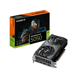 Видеокарта GIGABYTE GeForce RTX 5050 8 ГБ GDDR6, PCIe 5.0, 128‑бит, WINDFORCE 2X, 2xHDMI 2.1b, 2xDP 2.1b, 199×116×40 мм