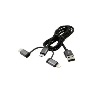 Lādēšanas kabelis Exsys EX-K1403-2 — 3‑in‑1 Lightning, USB‑C, Micro‑USB, USB 3.0, pinuma neilons