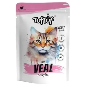 Wet cat food TufTuf veal 100 g — complete wet food for adult cats, 82% moisture, 8.6% protein