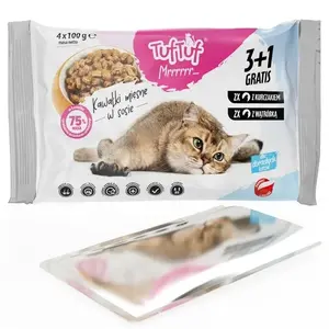 Wet cat food TufTuf Variety Pack 4×100 g (2×chicken, 2×liver) - adult, complete feed, 81.5% moisture
