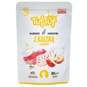 Wet dog food TufTuf TUF TUF with duck and apple, 100 g sachet, adult dogs, complete feed