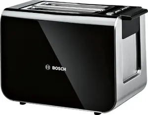 Тостер Bosch TAT8613N Styline на 2 ломтика, 860 Вт, черный, нержавеющая сталь