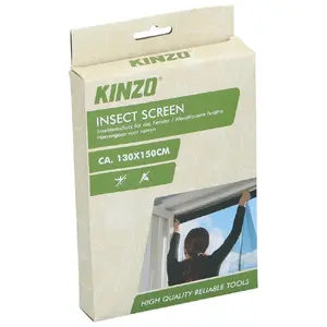 Insect net KINZO 2306575 for doors and windows, 130 x 150 cm, fine mesh, black frame