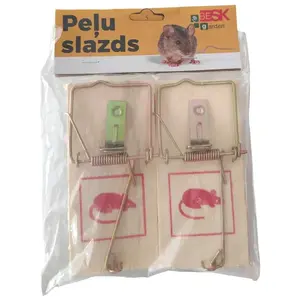 Wooden Mouse Trap BESK 2pcs - BESK 9126615, reusable spring-loaded snap trap, pack of 2