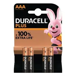 Single-use alkaline battery AAA Duracell Plus 1.5 V, 4 pcs, 48 mm