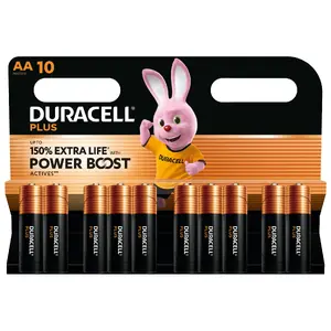 Single-use battery Duracell Plus AA 1.5 V, Alkaline, 10 pcs, size AA, dimensions 120×20×110 mm