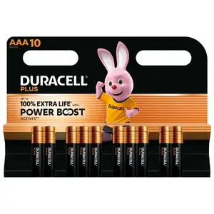 Single-use battery Duracell Plus AAA, Alkaline, 10 pcs, shelf life up to 5 years
