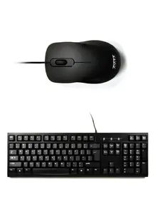 Port Designs 900900-UK Wired Desktop Set with Full-Size USB QWERTY UK English Keyboard and Mouse Black