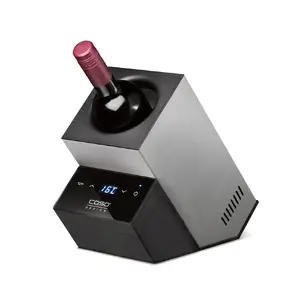 Wine cooler Caso WineCase Deluxe Inox — single-bottle capacity, black/silver finish
