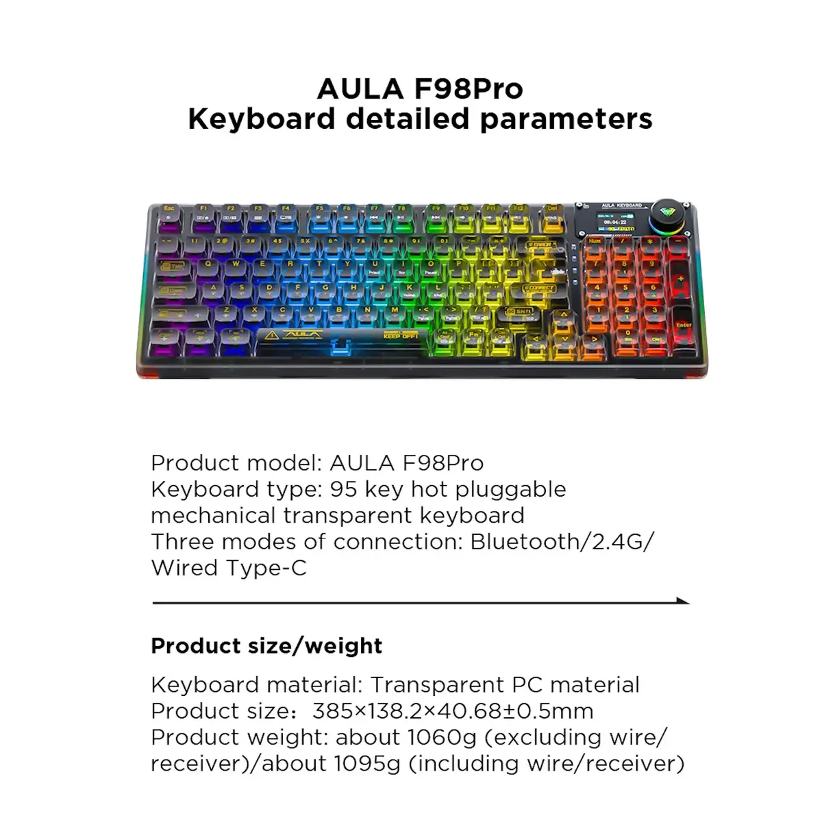 AULA F98 Pro mechanical wireless keyboard Photo 9
