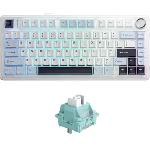 Mechanical Gaming Keyboard AULA F75 — RU/EN Layout, Purple Ice Vein Switch, Light Blue/White/Black