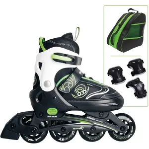 Inline skates Muuwmi 682 adjustable size 33–36 Green/Black with protector set