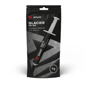 Термопаста SAVIO TG-04 4 г — теплопроводность 14.5 W/m·K, рабочая температура -250 до 300 °C, серого цвета