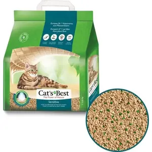 Kaķu pakaiši cat'sbest Sensitive Green Power Natural 8 l — dabīgs saliecams pakaišu materiāls jutīgām kaķēm, 8 L