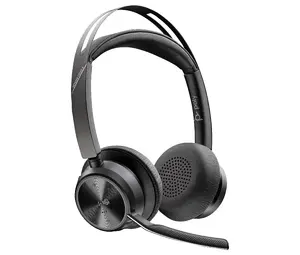 Austiņas Poly Voyager Focus 2‑M — vadu un Bluetooth, 20–20000 Hz, 50 m darbības rādiuss, 175 g, melnas