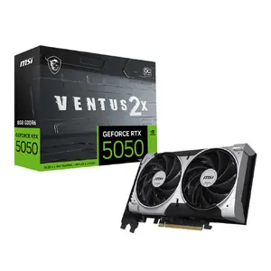 Видеокарта MSI GeForce RTX 5050 8 ГБ GDDR6, PCIe 5.0, 2560 CUDA, 2602 МГц boost, 128‑бит, 3x DP 2.1b + 1x HDMI 2.1b, 130 Вт, 2 кулера