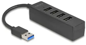 USB-хаб DELOCK 64350 — 4 порта USB 3.2 Gen 1 (Type-A), 5000 Мбит/с, 5 В/0,9 A, ABS, чёрный
