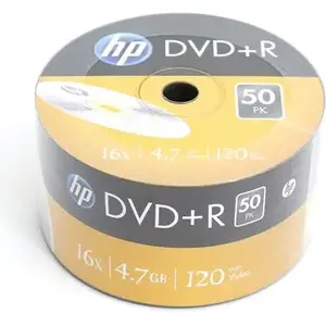 HP DVD+R 4.7 GB 16x blank recordable discs, spindle 50-pack