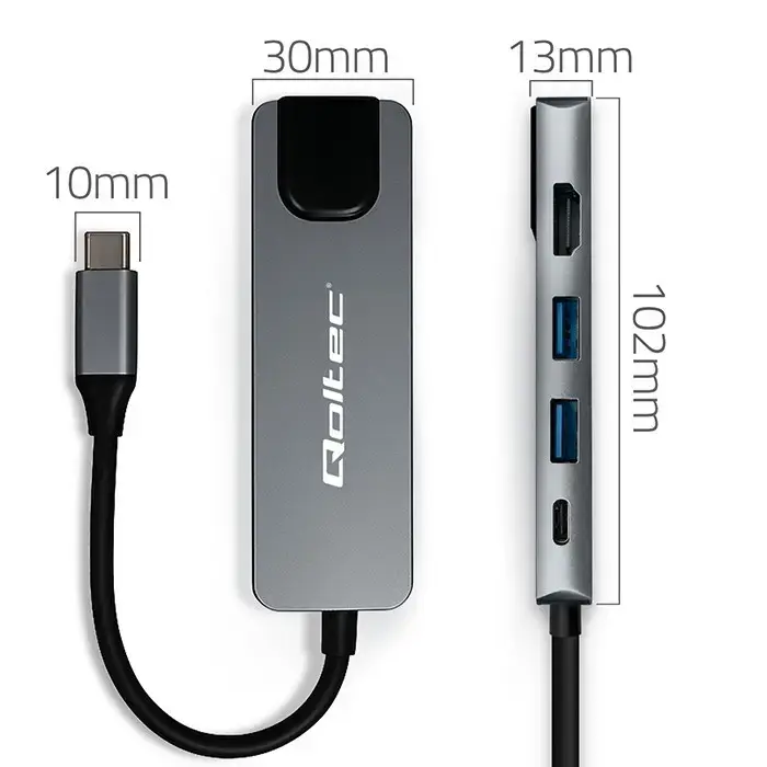 USB-C Hub QOLTEC 53795 — 5in1, 100W PD, HDMI 4K Photo 3