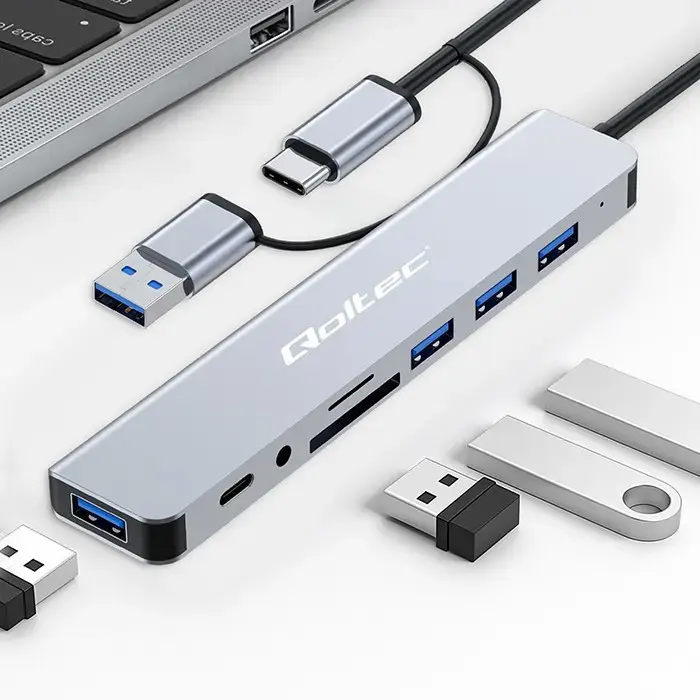 QOLTEC USB-C hub 4x USB SD TF 53794 Photo 2