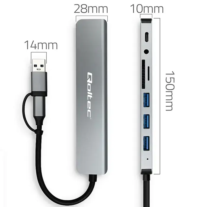 QOLTEC USB-C hub 4x USB SD TF 53794 Photo 3