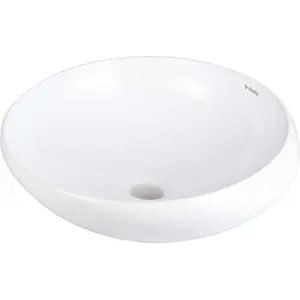 Ceramic asymmetrical countertop basin Deante CGA_6U42 white — modern design