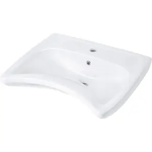 Wall-mounted ceramic sink deante CDV 6U6W with faucet space — wall-hung basin, ceramic, single-basin